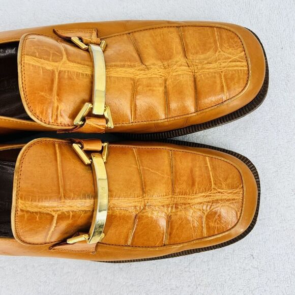 Matteo Mossimo Genuine Alligator Yellow Got it Loafers Size 10 - Picture 2 of 5